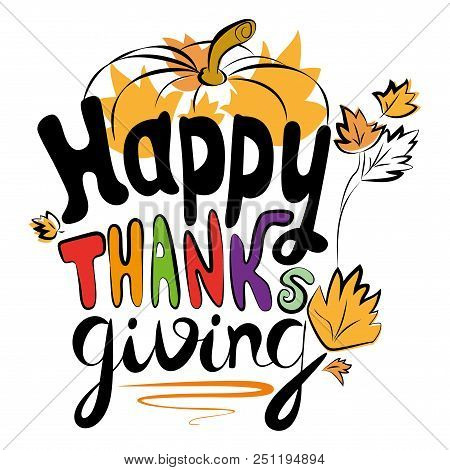 Happy Thanksgiving Logo Isolated On White Background