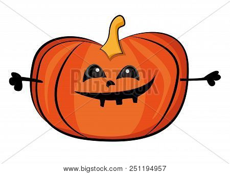 Halloween Pumpkin. Vector Hand Drawn Illustration Isolated On White Background