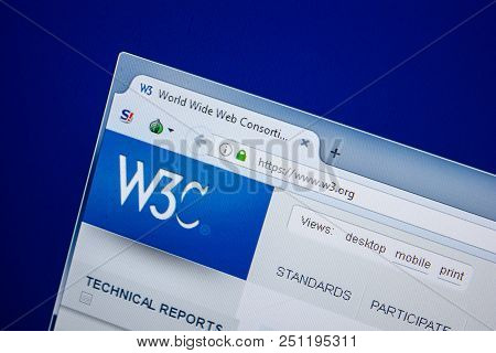 Ryazan, Russia - July 25, 2018: Homepage Of W3 Website On The Display Of Pc. Url - W3.org