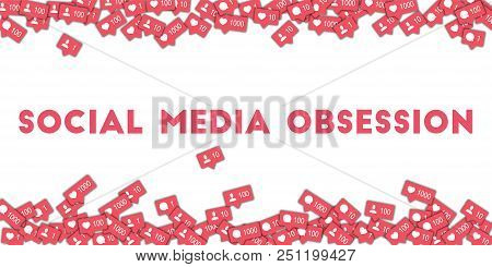 May 01, 2017: Social Media Obsession. Social Media Icons In Abstract Shape Background With Counter, 
