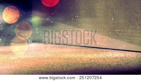 Empty Room And Concrete Floor Background. Smoke Or Fog And Spotlight In Dark Space. 3d Illustration