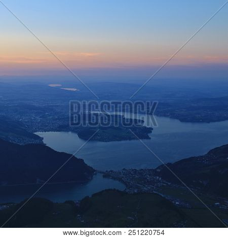 View From Mount Stanserhorn. Lake Vierwaldstattersee And Lucerne.