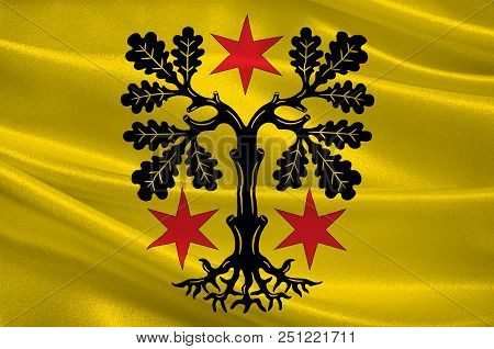 Flag Of Odenwaldkreis Is A District In The South Of Hesse, Germany. 3d Illustration