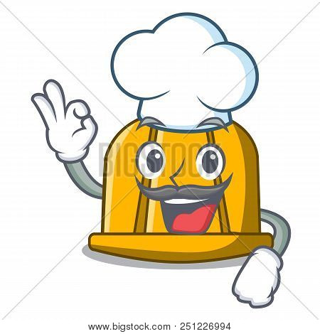 Chef Construction Helmet Character Cartoon Vector Illustration