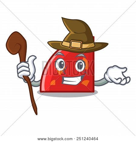 Witch Quadrant Mascot Cartoon Style Vector Illustration