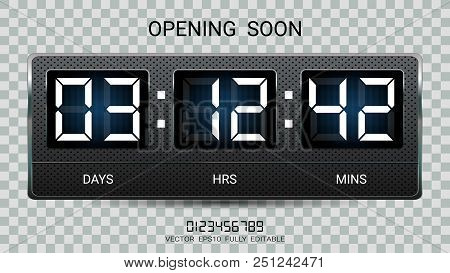 Countdown Timer Remaining Or Clock Counter Scoreboard With Days, Hours And Minutes Display For Web P