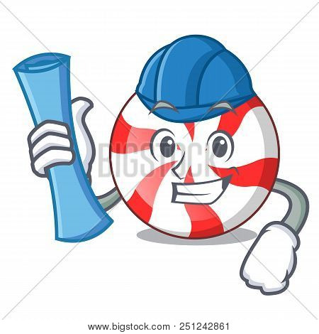 Architect Peppermint Candy Character Cartoon Vector Illustration