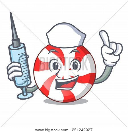 Nurse Peppermint Candy Character Cartoon Vector Illustration