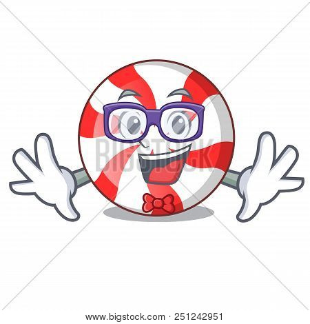 Geek Peppermint Candy Character Cartoon Vector Illustration