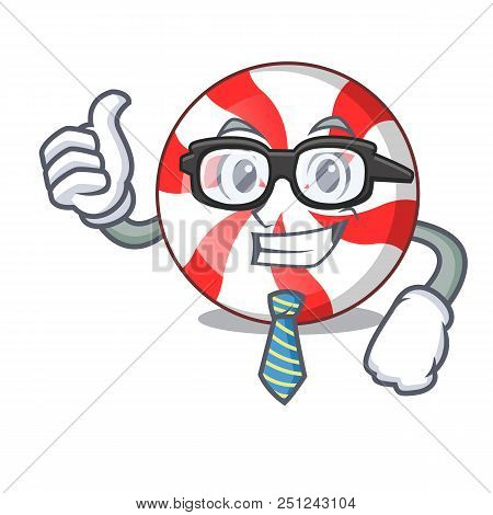 Businessman Peppermint Candy Character Cartoon Vector Illustration