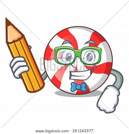 Student Peppermint Candy Character Cartoon Vector Illustration