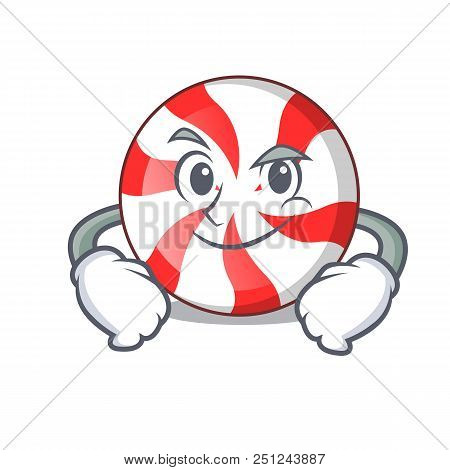 Smirking Peppermint Candy Character Cartoon Vector Illustration