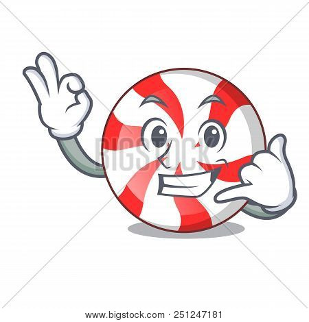 Call Me Peppermint Candy Mascot Cartoon Vector Illustration