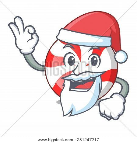 Santa Peppermint Candy Mascot Cartoon Vector Illustration