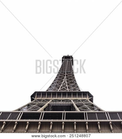 Elements Of The Eiffel Tower On A White Background. Close-up.