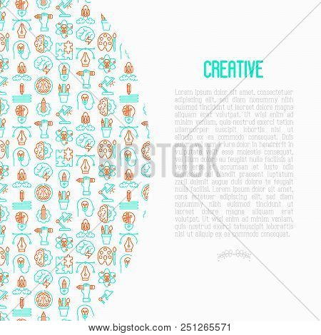 Creative Concept With Thin Line Icons: Generation Of Idea, Start Up, Brief, Brainstorming, Puzzle, C