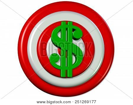 3d Render  Illustration Of Dollar Sign In Target