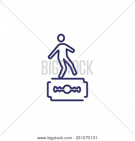 Risk Line Icon. Businessman, Man, Razor, Edge. Business Concept. Can Be Used For Topics Like Risk Ma