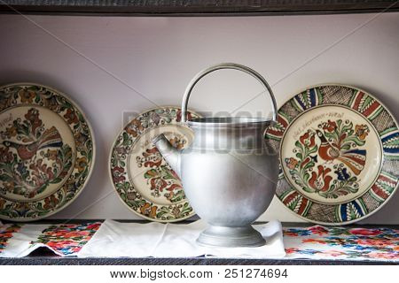 Traditional Romanian Earthenware Pottery In Buzau - Romania. Romanian Pottery Is Traditionally Produ