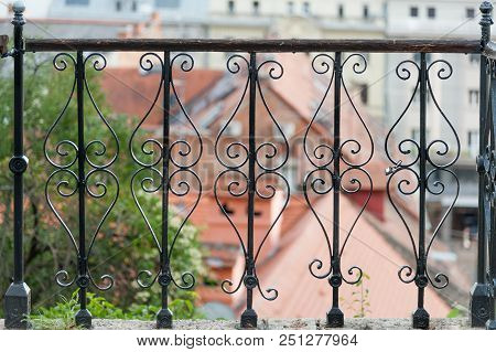 Delicate Iron Fence In Gradec, Historical District Of Zagreb, Croatia