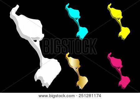 3d Map Of Miquelon (overseas Collectivity Of Saint Pierre And Miquelon) - White, Yellow, Blue, Purpl