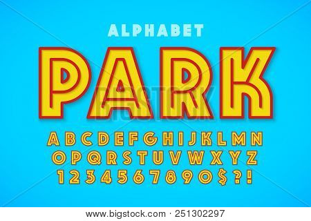 Hot Summer Display Font Design, Alphabet, Letters And Numbers. Swatch Color Control