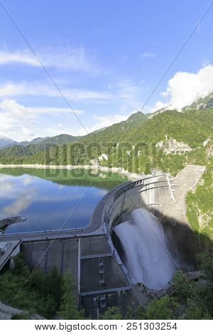 Discharge From Kurobe Dam In Toyama, Japan