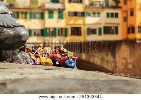 Promise Love Lockers At Firenze Bridge With Buildings In The Background
