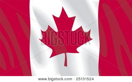 Ondeando la bandera canadiense en formato vectorial