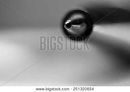Black And White ,.macro Picture Of Tip A Ballpoint Pen, Also Known As A Biro Or Ball Pen , Closeup, 