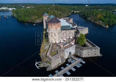 Olavinlinna Fortress A Sunny Day In July (aerial Photography). Finland, Savonlinna