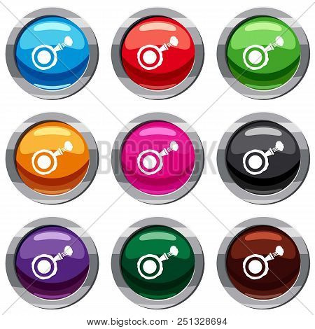 Whoopee Cushion Set Icon Isolated On White. 9 Icon Collection Vector Illustration