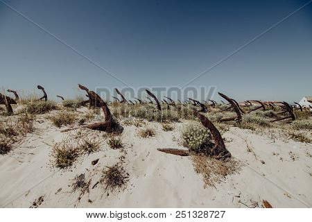 The Old Anchor Cemetery At The Barril Beach In Tavira Algarve Portugal