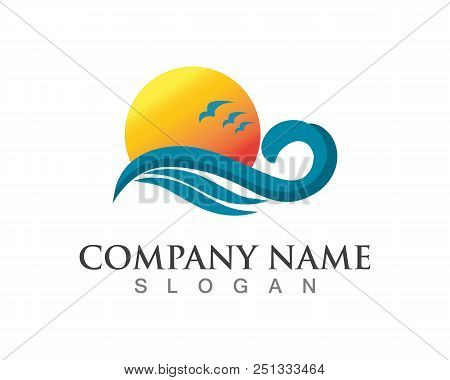 Waves Of Sea Or Ocean Waves, Blue Water, Splash And Gale, Vector Illustration