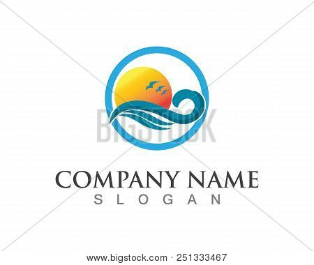 Waves Of Sea Or Ocean Waves, Blue Water, Splash And Gale, Vector Illustration