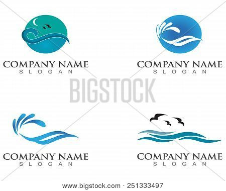 Waves Of Sea Or Ocean Waves, Blue Water, Splash And Gale, Vector Illustration