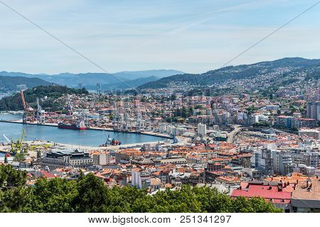Vigo, Spain - May 20, 2017: Aerial View Of The Important Commercial And Fishing Port Of Vigo In Gali