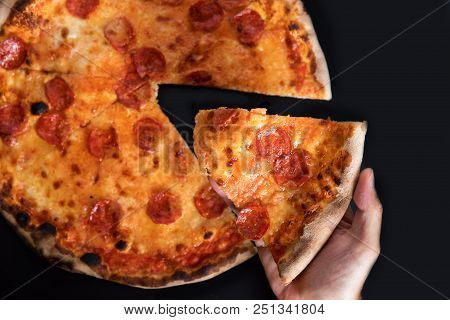 Perfect Salami Pepperoni Pizza Italian Cuizine Food