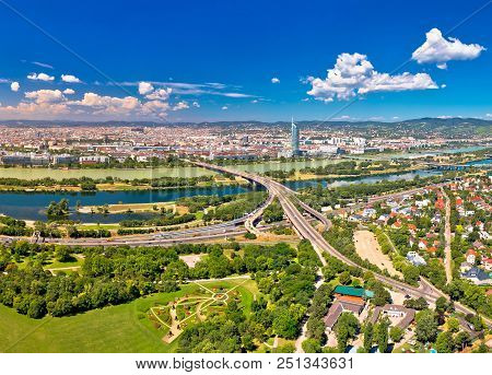 Vienna Skyline And Cityscape Aerial Panoramic View, Capital Of Austria