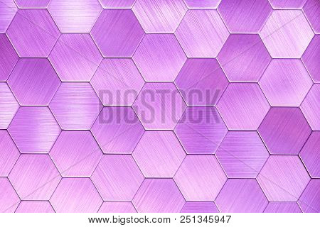 Abstract Silver Metal Background. Geometric Hexagons. Different Color