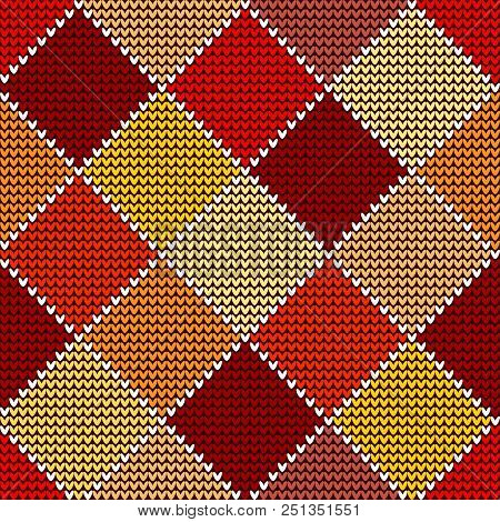 Seamless Woolen Winter Knitted Pattern Colorful Harlequin