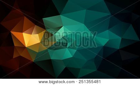 Vector Abstract Irregular Polygonal Background - Triangle Low Poly Pattern - Dark Brown Rusty Orange