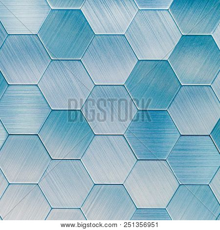 Abstract Silver Metal Background. Geometric Hexagons. Different Color