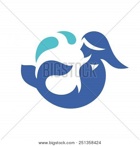 Mythical Girl With A Fin Isolated On White Background
