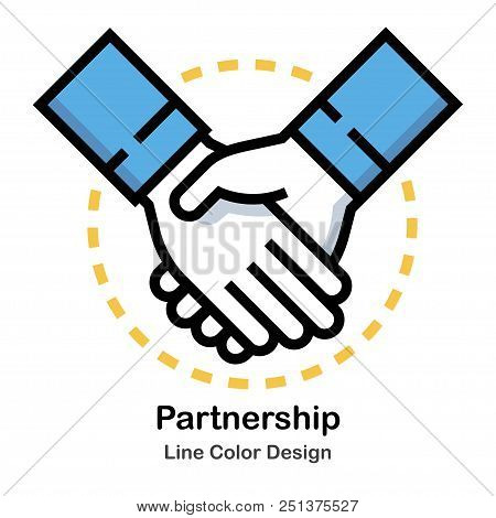 Hands Of 2 People Shaking Line Color Icon