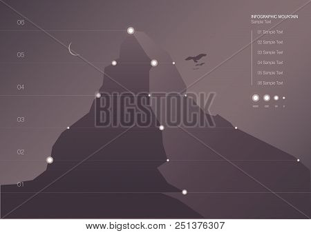 Mountain Infographic For Business Or Others. Flying Bird On The Sky