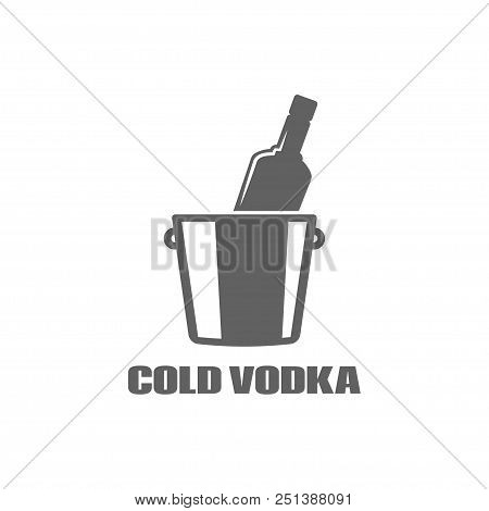 Vodka Bottle Logo. Cold Vodka Icon On White Background 8 Eps