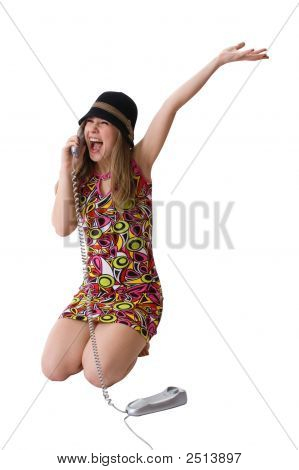 Happy Beauty Girl sprechen per Telefon