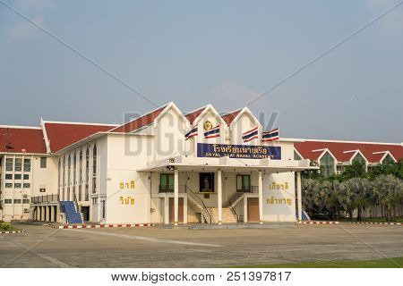 Samut Prakan, Thailand - March 24, 2018 : 50 Years Old Phuti Anan Building At Royal Thai Naval Acade