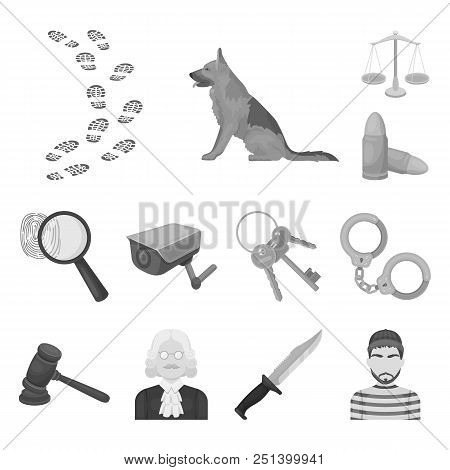 Prison And The Criminalmonochrome Icons In Set Collection For Design.prison And Attributes Vector Sy